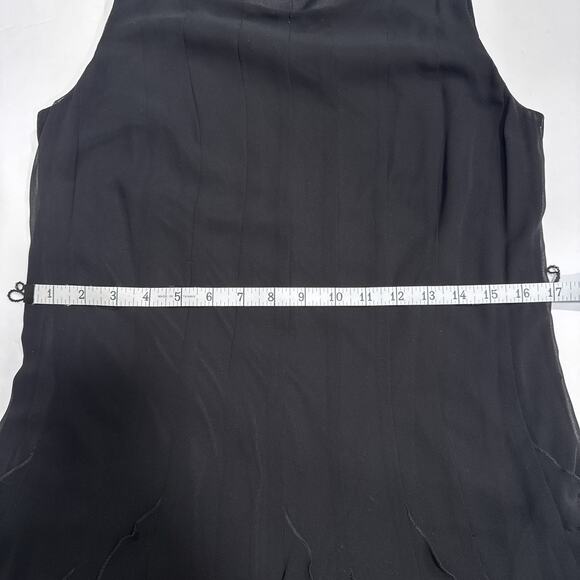 Vintage Evan Picone Ruffle Chiffon Black Fit & Flare Dress Size 4 - Picture 13 of 14